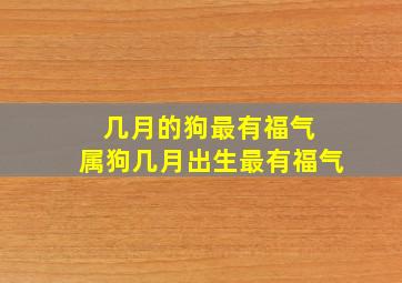 几月的狗最有福气 属狗几月出生最有福气